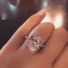 Vecalon Dazzing Anello di fidanzamento in argento sterling 925 taglio ovale 4ct Diamond Cz Fedi nuziali per donna Gioielli da dito