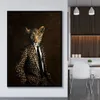 흑백 고급 사자 호랑이 코끼리 기린 기린 늑대 말 벽 예술 포스터와 인쇄 동물 모자 캔버스 그림 321a