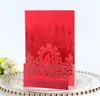 Laser Cut Wedding Invitations Customized Flowers Lovers Gates Carriage Folded Wedding Invitation Cards With Envelopes BW-HK156