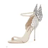 Free Shipping 2019 Ladies Leather High Heels Wedding Sandals Buckle Rose Solid Butterfly Ornaments Sophia Webster Shoes Nude Hollow Out Wing