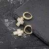 Europe and America Hotsale Men Women Hip Hop Earrings Yellow White Gold Plated Sparkling CZ Cross Earrings Nice Gift for Friends