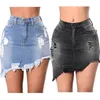 Casual High Wasit Denim Skirt Blue Light Wash Women Distressed Mini Pencil Skirt 2017 Sexy Ripped 5 Pocket Summer