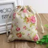 Rose Linen Gift Bags 8x10cm 9x12cm 10x15cm pack of 50 Birthday Party Wedding Makeup Jewelry Drawstring Pouch278c