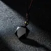 Zwarte Obsidiaan Gesneden Sterren Stones Touw Ketting Paar Krachtige Energie Sieraden