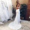 Seksowne Czeski Koronki Syrenki Suknie Ślubne Z Krótkim Rękawem Off Ramię Podłoga High Side Split Country Boho Suknia ślubna Bridal Suknie Szata