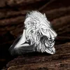 Whole2020 Gold Silver Color Lion 039s Head Men Hip Hop Rings Fashion Punk Animal Shape Ring Male Hiphop Jewelry Gifts9507121