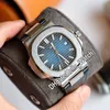 Wersja 40 mm Sport 5711 1A 010 5711 1 Cal 324 Automatyczne męskie zegarek stal CAES Blue Teksturę Niebieski skórzany pasek PPHW Watch215a