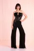 Tony Ward 2020 Evening Dresses Women Jumpsuits Satin Appliqued Strapless Prom Dress Party Wear Custom Made Black Formal Gowns