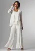 Elegant Piece Of The Bride Pant With Jacket Formal Chiffon Trouser Suits For Groom Mother Cheap Summer Wedding Guest Dresses
