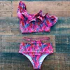 섹시 한 어깨 비키니 2020 새로운 프린트 수영복 여성 수영복 목욕 수영복 해변 착용 브라질 비키니 세트 Biquini
