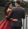 2020 сексуальные темно-красные quinceanera платья с плечо сатин кружева 3D аппликация с бисером пухлые сладкие 16 плюс размер вечеринка платье Prom вечерние платья