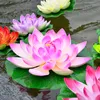 Wysokiej jakości 28 cm Eva Pianka Lotosowy kwiat z liści Enshrine Kwiaty Wodoodporna symulacja wodna Sztuczna dla stawu ogrodowego
