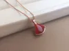 Collana in argento S925 a forma di ventaglio con agata rossa naturale e collana con ciondolo di diamanti per collana da donna gioielli regalo di nozze PS7063