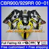 Body For HONDA CBR900 RR CBR 929 RR CBR 900RR CBR929RR 00 01 50HM.152 CBR 929RR CBR900RR CBR929 RR 2000 2001 Fairing kit Repsol White silver