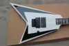 Speciale Custom White V-vorm Lichaam Elektrische gitaar met zwarte hardware, palissander toets, kan worden aangepast