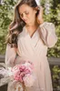 Romantik Bohem Nedime Uzun Kollu Boho Düğün Konuk Elbise Şifon Elbise Düğünler İçin Onur Elbiseleri Hid V Boyun Boyutu 0510