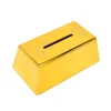 Novedad caja de pañuelos de barra de oro decorativa con forma de lingote soporte de caja plana para servilletas faciales 999,9 peso neto fino 1000G decoración en la parte superior