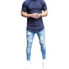 Jeans déchirés pour hommes pour hommes Casual Black Blue Skinny Slim Fit Denim Pants Biker Hip Hop Jeans avec sexy Holel Denim Pants