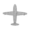 Plata Tono Cristal Avión Broche Personalidad Moda Avión Insignia Chaqueta Accesorios Accesorios Pin para Mujer Muchacha Traje de Boda