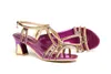Sandalias 2021 La mayoría de la moda Rhinestone Diamante de tacón alto para las mujeres Zapatos Verano Púrpura Color H20605-11