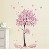 Autocollant mural d'arbre de fleur de papillon rose, pour la décoration de la pièce de la maison, autocollants amovibles imperméables