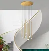 LED Chandelier Preto / Golden moderna iluminação para estar Sala de jantar Quarto Duplex Rotating Staircase ajustável Grande New Hanging Lamp MYY