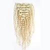 Kinky Curly Clip in Hair Extensions 8 sztuk i 100 g / zestaw African American Clip in Human Hair Extensions