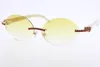 New Good Quality sunGlasses Vintage White Genuine Natural 3524012 Rimless Round Vintage Unisex High end Red Diamond Glasses