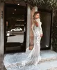 2019 Gorgeous Bohemia Wedding Dresses Jewel Neck Long Sleeve Lace Applique Bridal Gowns Hollow Back Sweep Train Sexy Mermaid Wedding Dress