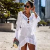 Yeni Plaj Kapak Yukarı Tığ İçin Kadınlar Örme Püskül Tie Beachwear Yaz Moda Mayo Kapak Up Seksi See-through Plaj Elbise