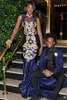 Robes de bal sirène bleu royal appliques d'or col haut balayage train sud-africain grande taille robes de soirée Abendkleider vêtements de cérémonie