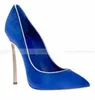 Hot Heel venda-Mulheres Stilettos Bombas Blades Metallic Lâmina Tribunal Sapatos mulher apontou Toe Estilo Chaussure Femme Slip On Calçados Femininos