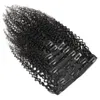 Braizlian Kinky Curly 10A Clip-in-Haarverlängerungen, 120 g, natürliche Farbe, Kinky Curlys, 20,3–55,9 cm, 8 Stück/Lot zum Anklipsen