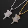 Nya Rose Flower Petals Necklace Pendant med repkedja Iced Out Cubic Zircon Bling Men Hip Hop Jewelry275h