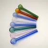 In Stock Pyrex Glass Oil Burner Pipe Mini Spoon Hand Pipes Colorful Small Pyrex Oil Burner Glass Straight Tube Tubi colorati SW37