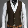 Chalecos Hombres Chaqueta de invierno Chaqueta sin mangas Chaleco Hombres Cálido Sólido Regular Cuello alto Chaleco para hombre Bolsillo formal Estilo delgado Tops