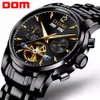 DOM Design De Mode Squelette Hommes Montre Mécanique Mains Lumineuses Bracelet En Acier Transparent Pour Hommes Top Marque De Luxe M-75BK-1MW