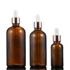 Hot Sale 5ml 10ml 20ml 30ml 50ml 100ml Amber Glass Dropper Bottles Cosmetic Bottle With Rose Gold Dropper for essential oils