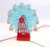 Carte de vœux 3D grande roue, carte d'anniversaire en papier tridimensionnel sculpté, invitation à une fête de mariage, 10 pièces/lot, GB668