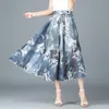 Falda de gasa Verano bohemio Estampado floral Playa Maxi Plisado flor Falda larga Elegante Nueva moda Faldas casuales para mujeres