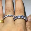 Bague Vecalon Lover Promise Taille ronde 4mm / 6mm Diamant Cz 925 Sterling Silver Bagues de fiançailles pour femmes Bijoux de mariée