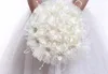 Pearl Silk bouquet da sposa romantico a mano Rosa fiori Silk Ribbon Pearl Wedding Bouquet damigella d'onore Decorazione Floreale