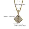 Collana Hip Hop in ottone oro argento ghiacciato micro pavimenta CZ con ciondolo a dadi quadrati per uomo210F