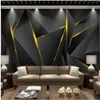 Aangepaste wallpapers moderne zwarte gouden atmosferische achtergrond Muur 3D achtergrond Muur schilderij modern behang voor woonkamer