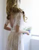 Vinatge Lace beach Wedding Dresses backless nude A-line V-neck Backless Short Sleeves Bridal Gowns applique Long robe de mariee boheme