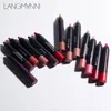 Langmanni Maquiage 12 colores lápiz labial mate impermeable terciopelo desnudo lápiz labial sexy belleza de larga duración batom labios rojos tinte cosmético