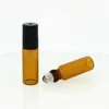 5ml Amber Steel Metal Roller ball Roll On Perfume Glass Bottles Essential Oil Bottle