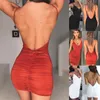 캐주얼 드레스 섹시한 여자 여름 Backless 높은 Draped 슬림 붕대 Bodycon 저녁 파티 짧은 미니 드레스