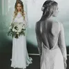 Bohemian Plus Size Mermaid Wedding Dresses Jewel Neckline Långärmad Snören Bakgrund Land Trädgård Bröllopklänningar Vestido de Novia 2019 Billiga