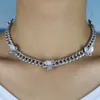 10 mm mrożony bling wie Miami Cuban Link Butterfly Charm Choker Naszyjnik Hip Hop Kobiet Jewelry219n